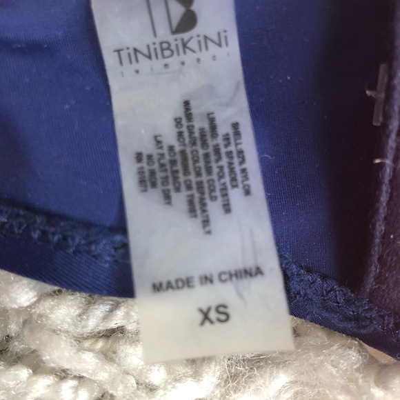 TiniBikini Strapless Navy Color Block Bikini - Picture 3 of 7